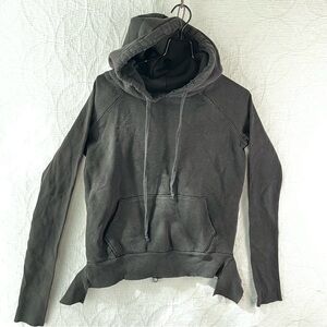 Frank and Eileen Tee Lab Distressed Drawstring Hoodie Womens XS Black Sweatshirt